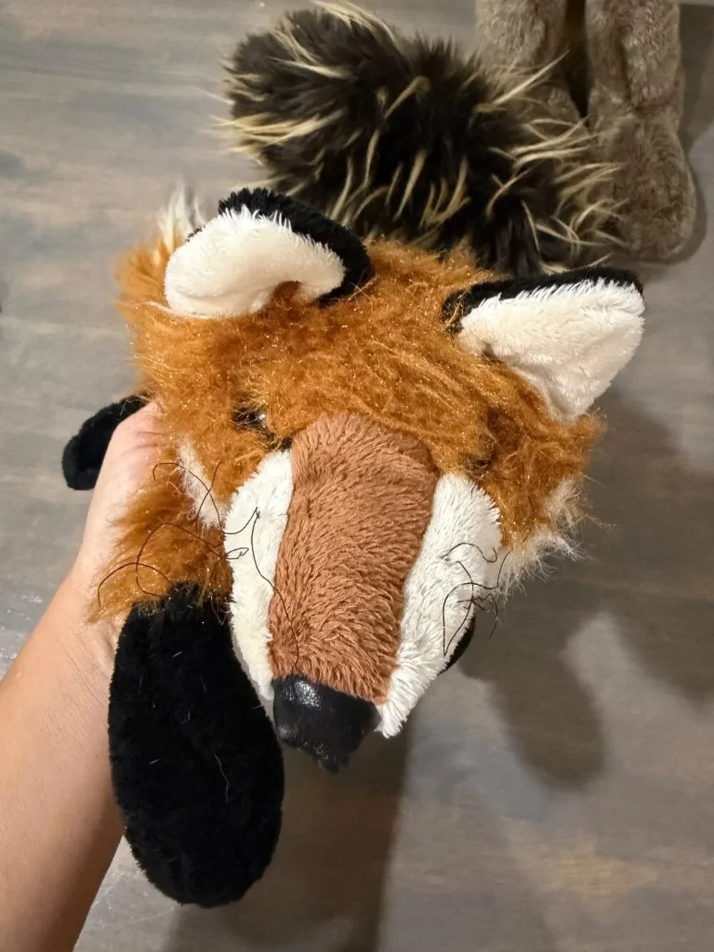 Lot 4 Folkmanis Plush Hand Puppets Fox, Rabbit, Porcupine, Dragon